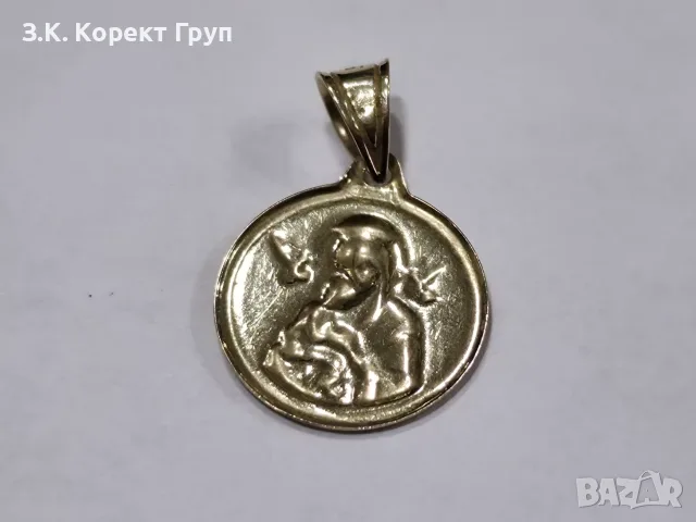 Златен медальон Света Богородица 14К / 1,34 гр., снимка 2 - Колиета, медальони, синджири - 55794702