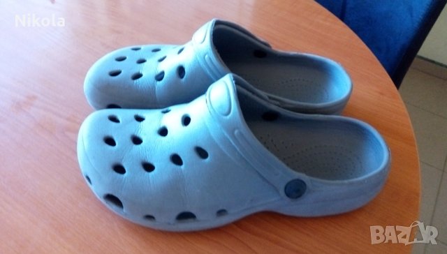 Кроксове, джапанки сини с бяло №39 стелка 25см, снимка 2 - Детски обувки - 34687838