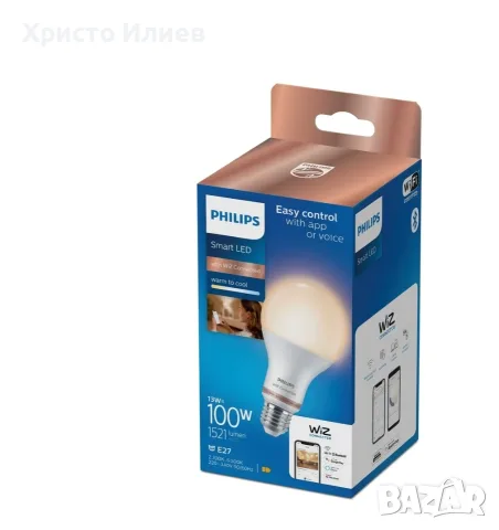 Смарт крушка Philips 100W LED E27 A67 димеруема