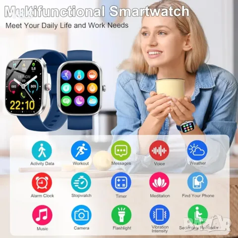 Смарт часовник, 1,91" интелигентен часовник за мъже, жени (отговаряне/осъществяване на повикване), , снимка 2 - Смарт гривни - 47887531