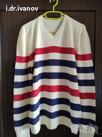 Мъжка блуза в рае-синьо, бяло и червено