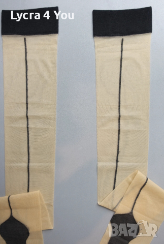 M/L телесни чорапи с черен ръб и стъпало, снимка 2 - Бельо - 52384168