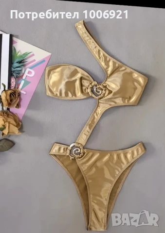 Бански златисто, сребристо, синьо, розово, змийски принтовелъскави материи, снимка 7 - Бански костюми - 51284832