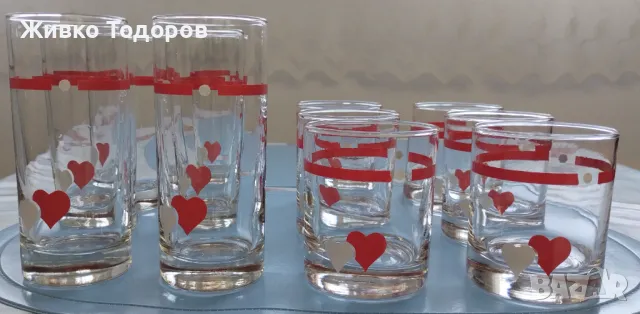 Чаши стъкло (сърца) - 2 комплекта по 6 бр.