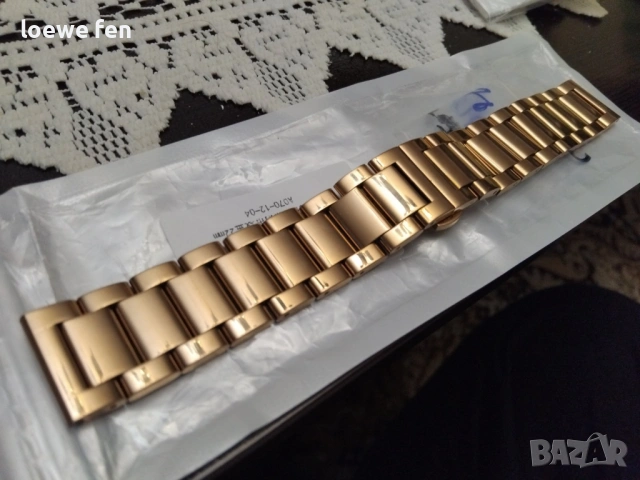 Верижка за часовник 22 мм неръждаема стомана Розово Злато пеперуда!