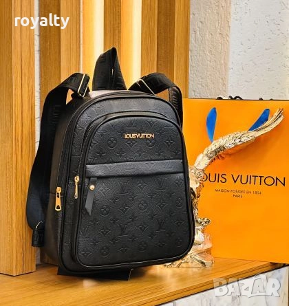 Louis Vuitton Черна Дамска Кожена Раница 