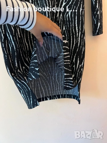 Esprit Рокля с еластична материя в черен и бял цвят десена е зебров принт М размер 🖤🤍🖤🤍🖤🤍🖤, снимка 5 - Рокли - 53787213