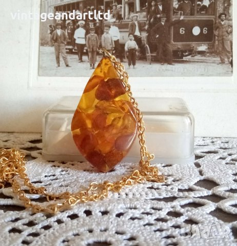 Стар гердан, колие, кехлибар, полирезин, снимка 2 - Антикварни и старинни предмети - 35604740