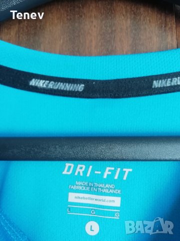 Nike Miler Dri-Fit оригинална тениска фланелка дълъг ръкав синя мъжка размер L блуза, снимка 3 - Тениски - 41896230
