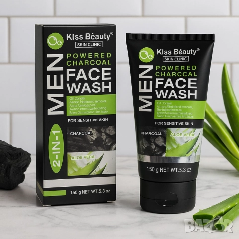 Дълбокопочистващ гел за лице с алое и черен въглен за мъже – Срещу омазняване, черни точки и раздраз, снимка 8 - Други - 51968967