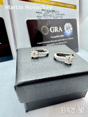 Сребърни обеци с мойсанит (Диамант) 0.5 карата, снимка 7 - Обеци - 52933555