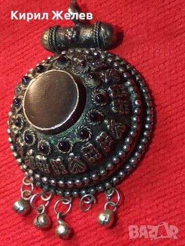 СТАРО ОСМАНСКО САЧАНЕНО УКРАШЕНИЕ с ШЛИФОВАН ЧЕРЕН ОНИКС ГРАНУЛАЦИЯ ЕТНО БИЖУ МАЙСТОРСКАРАБОТА 25877, снимка 2 - Антикварни и старинни предмети - 35585206
