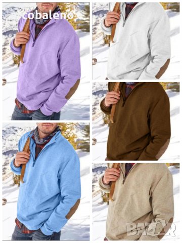 Мъжки моден ежедневен свободен пуловер с половин цип, 5цвята - 023, снимка 1 - Пуловери - 39782441