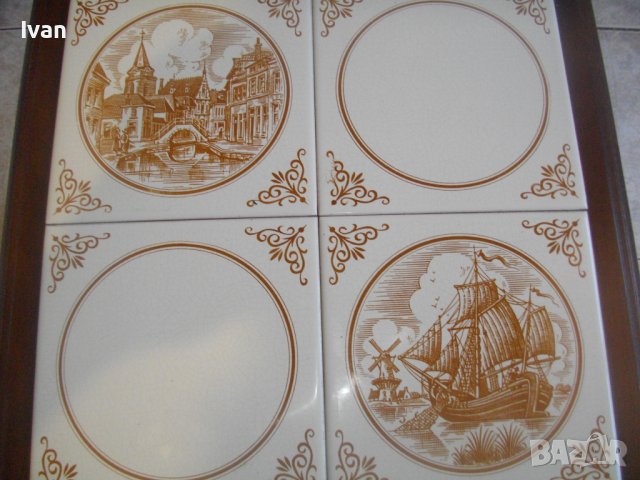 Малка Холандска/Нидерландска Помощна Масичка За Кафе С Плочки-Почти Нова-Отлично Състояние-Масивна, снимка 13 - Маси - 40063192