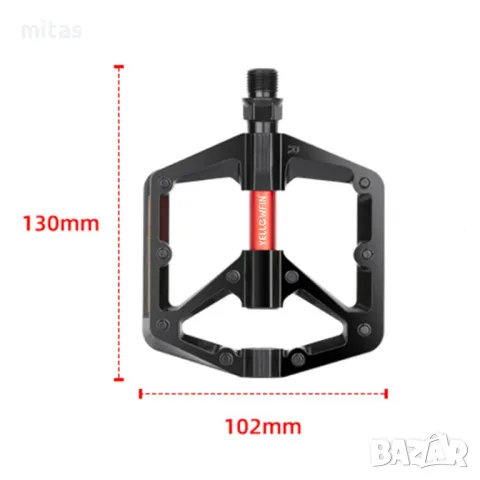 Леки алуминиеви педали за велосипеди, Рефлектор, Двоен DU лагер, Широк, снимка 6 - Аксесоари за велосипеди - 48617621