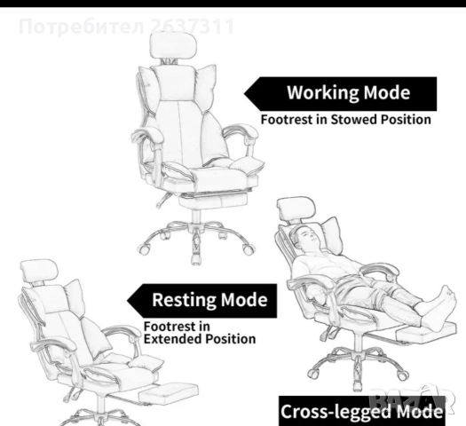 Уникален офис стол от еко кожа, снимка 5 - Столове за офис - 52622416