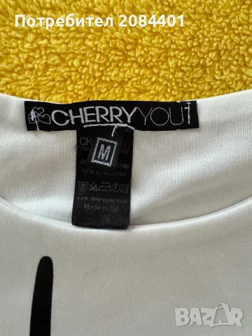 Бял топ CHERRY YOU размер М, снимка 2 - Корсети, бюстиета, топове - 56039485