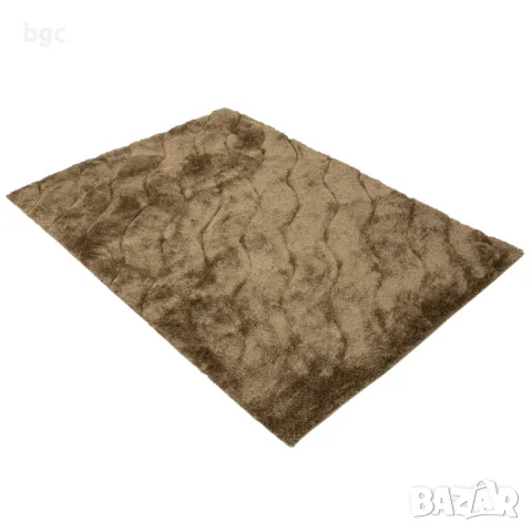 НОВ КИЛИМ 3D Kring 160x230 Shaggy, 2200 gsm, , Модел на вълни, Бежов/Кафяв - 12 месеца гаранция, снимка 8 - Килими - 49438973