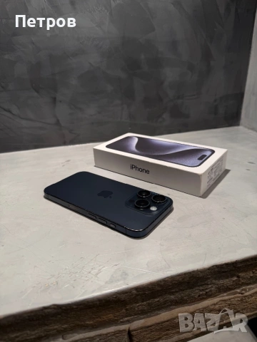 КАТО НОВ Iphone 15 Pro Blue Titanium, 88% батерия, снимка 2 - Apple iPhone - 53359156