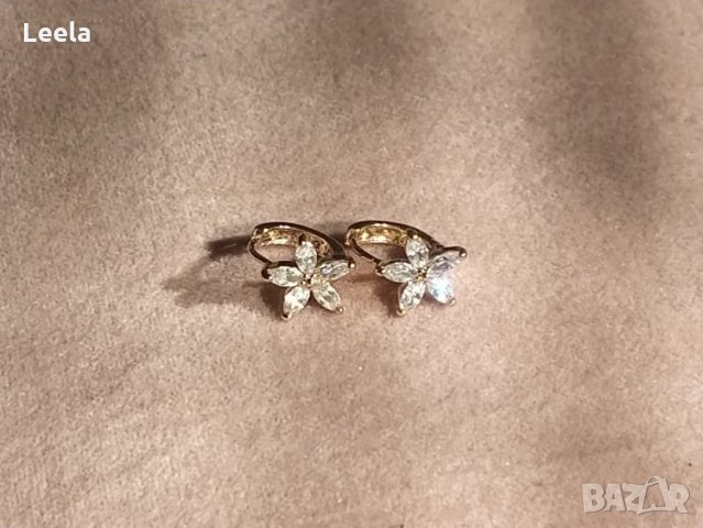 Позлатени обеци 14К злато, снимка 3 - Обеци - 35691520