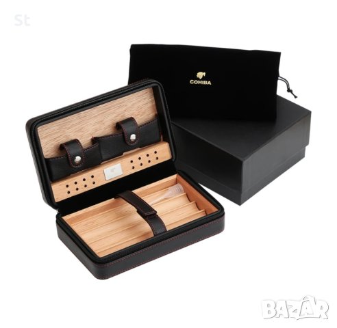 Cohiba  кутия за пури кедров преносим хумидор с кожено покритие кохиба