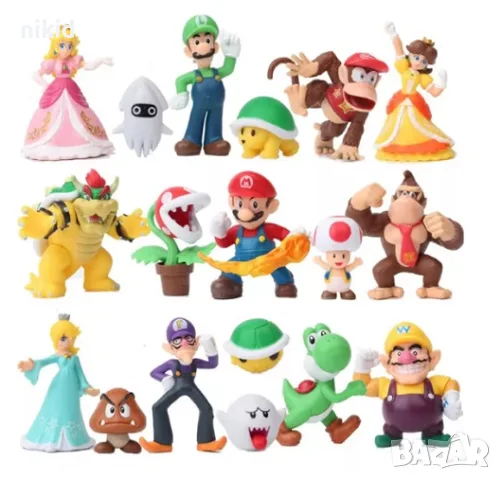 18 бр Супер Марио Super Mario приятели пластмасови фигурки PVC за игра и украса торта топер играчки, снимка 2 - Фигурки - 56225281