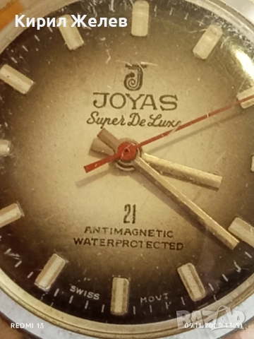 Стар механичен часовник мъжки JOYAS SUPER de LUX ANTI-MAGNETIC SWISS MADE 51552, снимка 7 - Антикварни и старинни предмети - 52350701