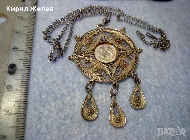 СТАР ФИЛИГРАНЕН СРЕБЪРЕН МЕДАЛЬОН СРЕБРО ВИСОКА ПРОБА с ГНЕЗДО за СКЪП КАМЪК иСРЕБЪРНА ВЕРИЖКА 44369, снимка 11 - Антикварни и старинни предмети - 49886084