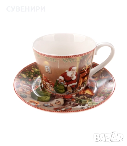 Комплект коледна чаша с чинийка в кутийка, снимка 5 - Чаши - 52350806