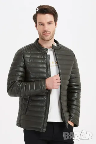 Мъжко кожено яке , снимка 2 - Якета - 47662511