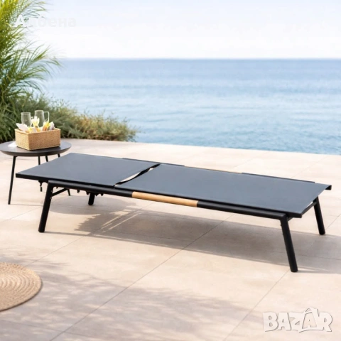 Градински шезлонг с 5 позиции – Бял или Черен | 200 см, снимка 6 - Градински мебели, декорация  - 53869430