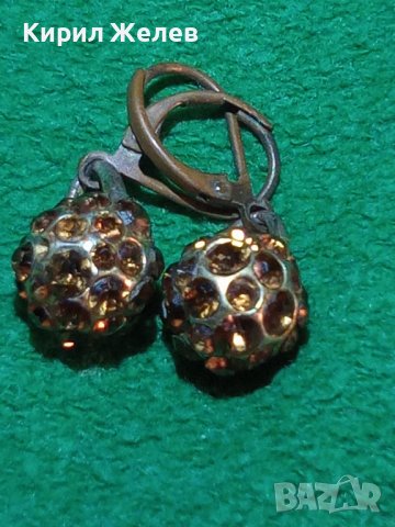 РЕТРО МЕДНИ ТОПЧЕСТИ ОБЕЧКИ с ЦИТРИН ФАСЕТИРАН КЛАСИЧЕСКИ СТИЛ 17612, снимка 2 - Обеци - 31246909