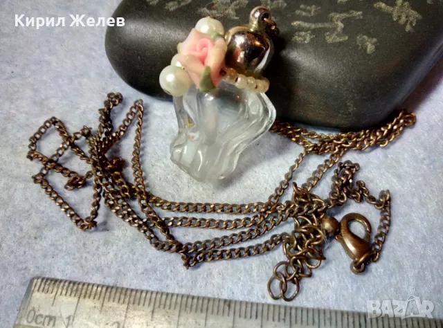 ПРЕКРАСЕН ФИГУРАЛЕН ВИНТИДЖ АРТ МЕДАЛЬОН КОЛИЕ с ФИНА МЕСИНГОВА ВЕРИЖКА 48752, снимка 2 - Колиета, медальони, синджири - 48828255