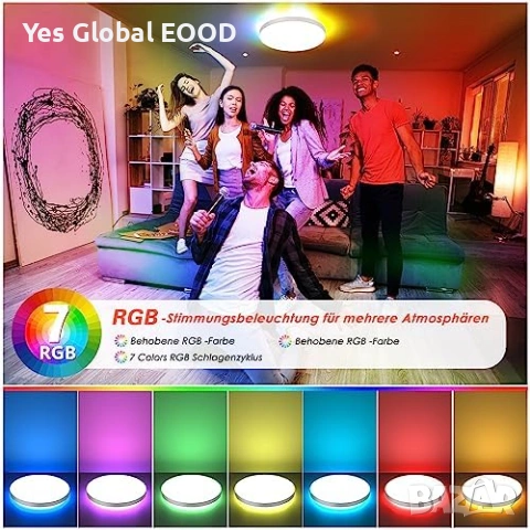 LED плафон 24W RGB с дистанционно димируем 3000–6500K, снимка 5 - Лед осветление - 53231442