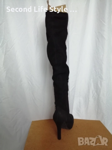Елегантни дамски ботуши над коляното; с ток и платформа номер 40, снимка 4 - Дамски ботуши - 52878496