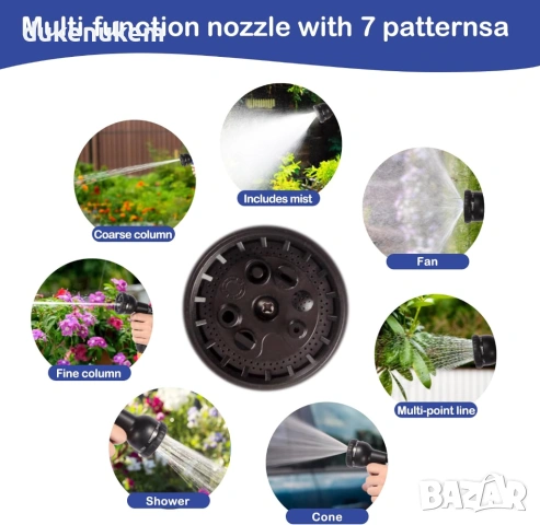 Разтегателен градински маркуч 15 м с пистолет – 7 функции, снимка 3 - Градински инструменти - 53083581