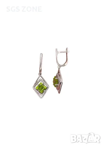 Сребърни Обеци с Аметист, Цитрин, Перидот, снимка 2 - Обеци - 49808821