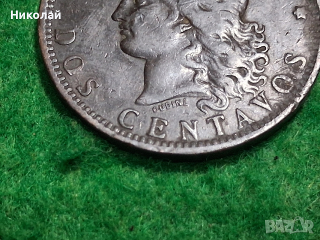 Монета 2 Сентавос 1889 Аржентина, снимка 5 - Нумизматика и бонистика - 52625936