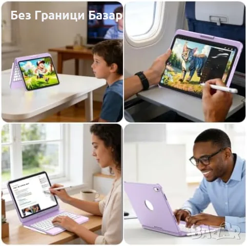 Нов LKV 360° Въртящ калъф с Bluetooth клавиатура за iPad 10.9" A16 10th Gen таблет Айпад кейс защита, снимка 8 - Калъфи, кейсове - 56214043
