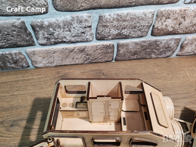 Дървен модел на Джип и Каравана – Craft Camp, снимка 18 - Коли, камиони, мотори, писти - 52738202