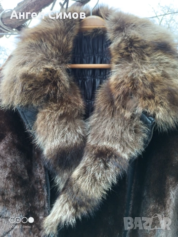 Луксозно кожено палто от тюлен с яка от бобър – уникат, ръчно шито яке
