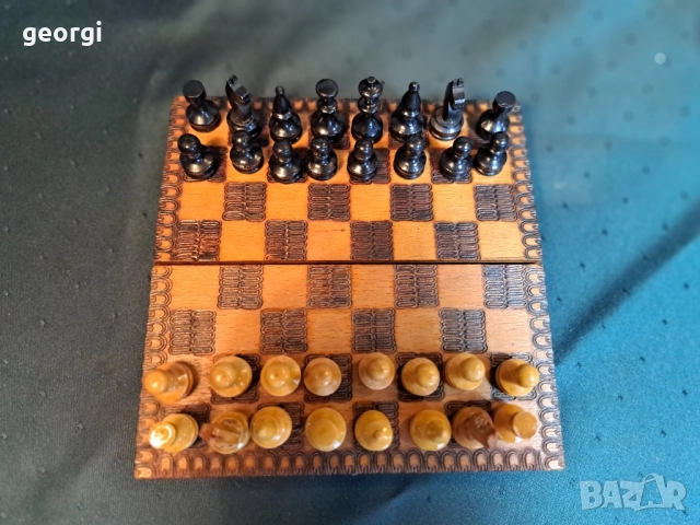 мини дървен шах от соца 30/6, снимка 4 - Шах и табла - 52797715