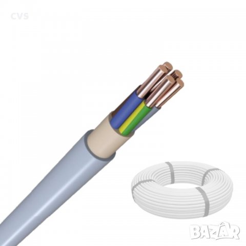 Кабел с обвивка PVC сив Nym-j 5x1,5 mm² пръстен 100м, снимка 2 - Електро услуги - 39006570