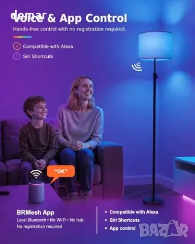 Умна подова лампа DUSKTEC с регулируема височина и Alexa, снимка 2 - Лампиони - 55945957
