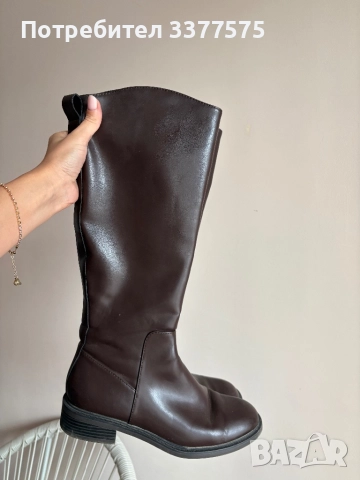 Кафяви кожени ботуши 37 н, снимка 5 - Дамски ботуши - 52178457