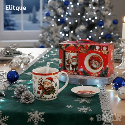 Премиум коледен подаръчен сет – керамична чаша с аксесоари, снимка 7 - Чаши - 52775450