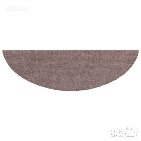 vidaXL Постелки за стълби, самозалепващи се, 10 бр., 56x17x3 см, светлокафяви, полукръгли, снимка 5 - Изтривалки - 56146121