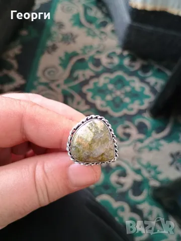 Пръстен с епидот, снимка 4 - Пръстени - 50098753