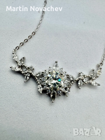 Сребърно колие с мойсанит (Диамант) 1 карат, снимка 11 - Колиета, медальони, синджири - 53647908