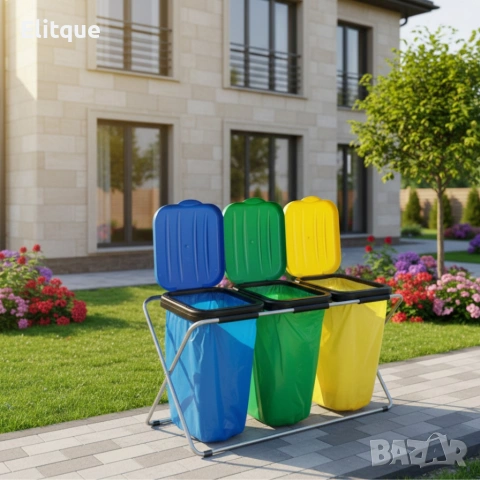 Стойка с капаци за разделно хвърляне на отпадъци - грижа за околната среда, снимка 3 - Други стоки за дома - 53326249